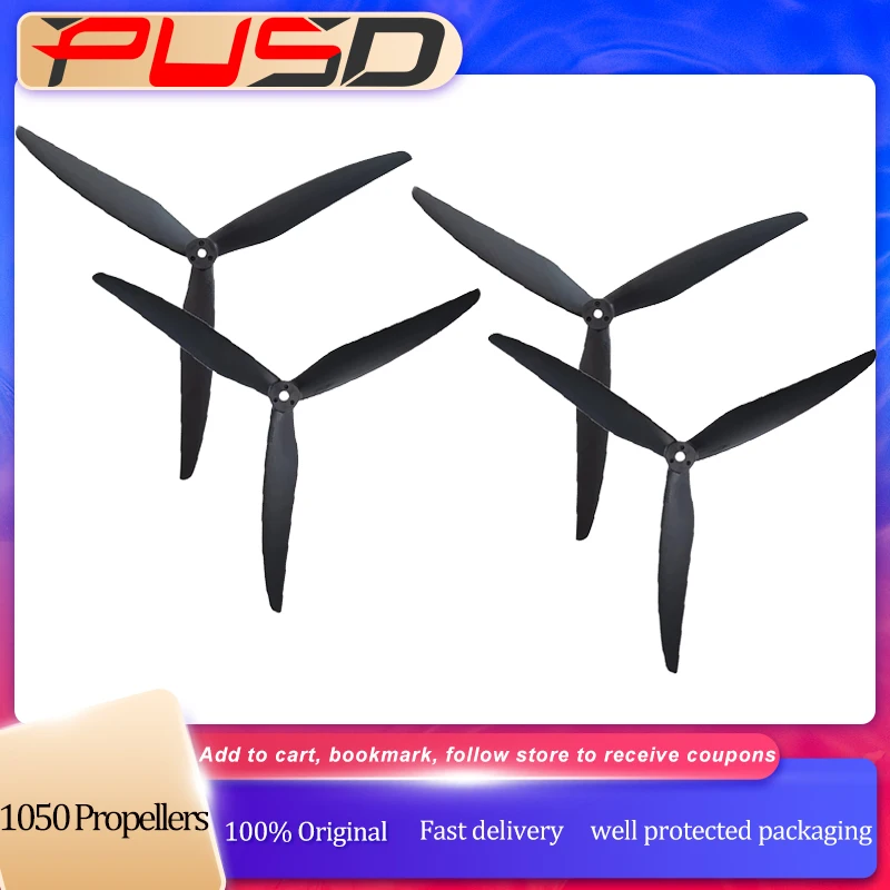 

2 Pairs (2CW+2CCW) Gemfan 1050 10X5X3 3-Blade Glass Fiber Nylon Propeller Prop For Multirotor 10inch FPV Drone
