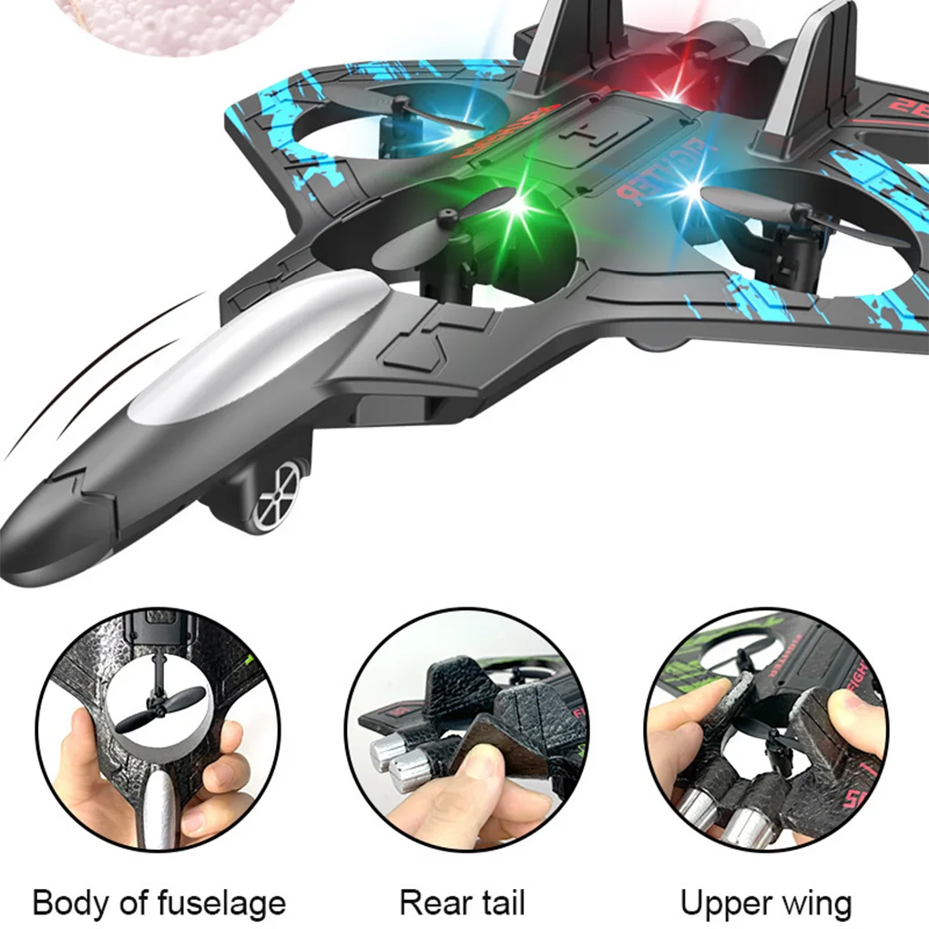 RC Aircraft EPP Toy Foam Fighter RC Drones Rechargeable Four Motor Helicopter Toy 2.4G Stunt with Light RC Hobby Jet Plane