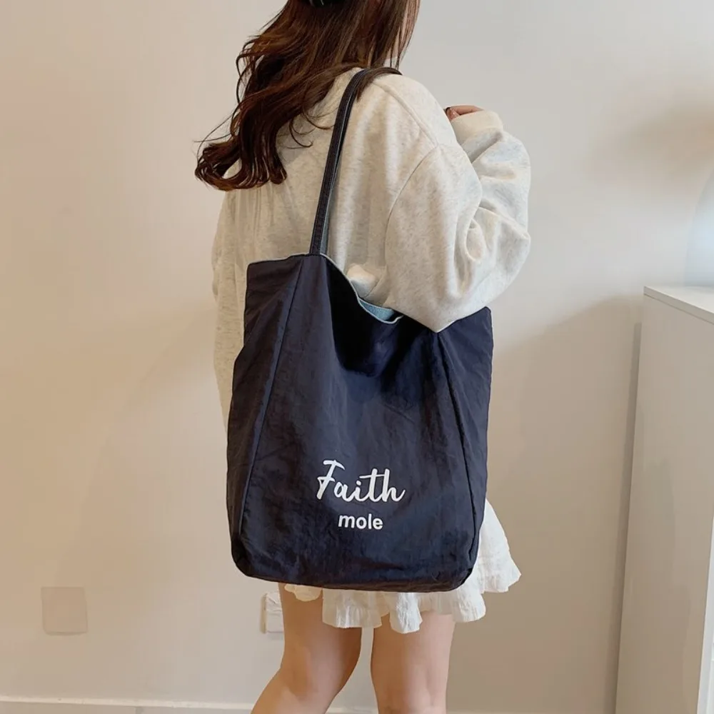 Двусторонняя большая сумка с мультяшными животными, легкая сумка на плечо, джинсовая синяя сумка, большая вместительная мягкая женская парусиновая сумка для покупок