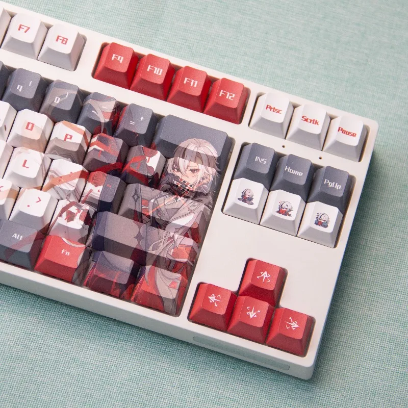 Original Arlecchino Theme Anime Keycap Mechanical Keyboard PBT Custom Keycap PC Game Keyboard Accessories Cartoon Gift Collect