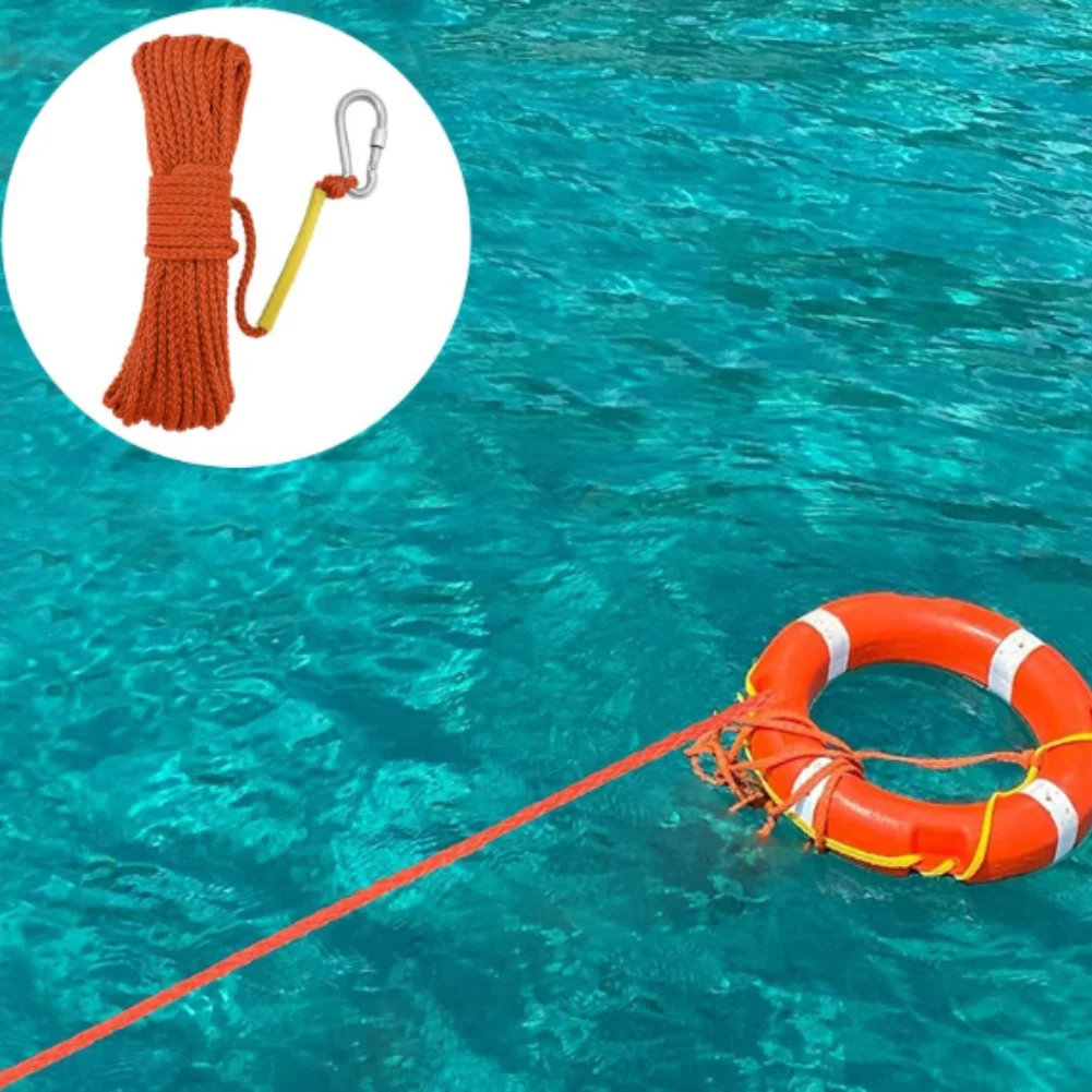 

Orange/White/Blue Rock Climbing Safety Rope - Nylon Floating Rope Set With Spring Hooks Ideal For Outdoor Mountain Hiking