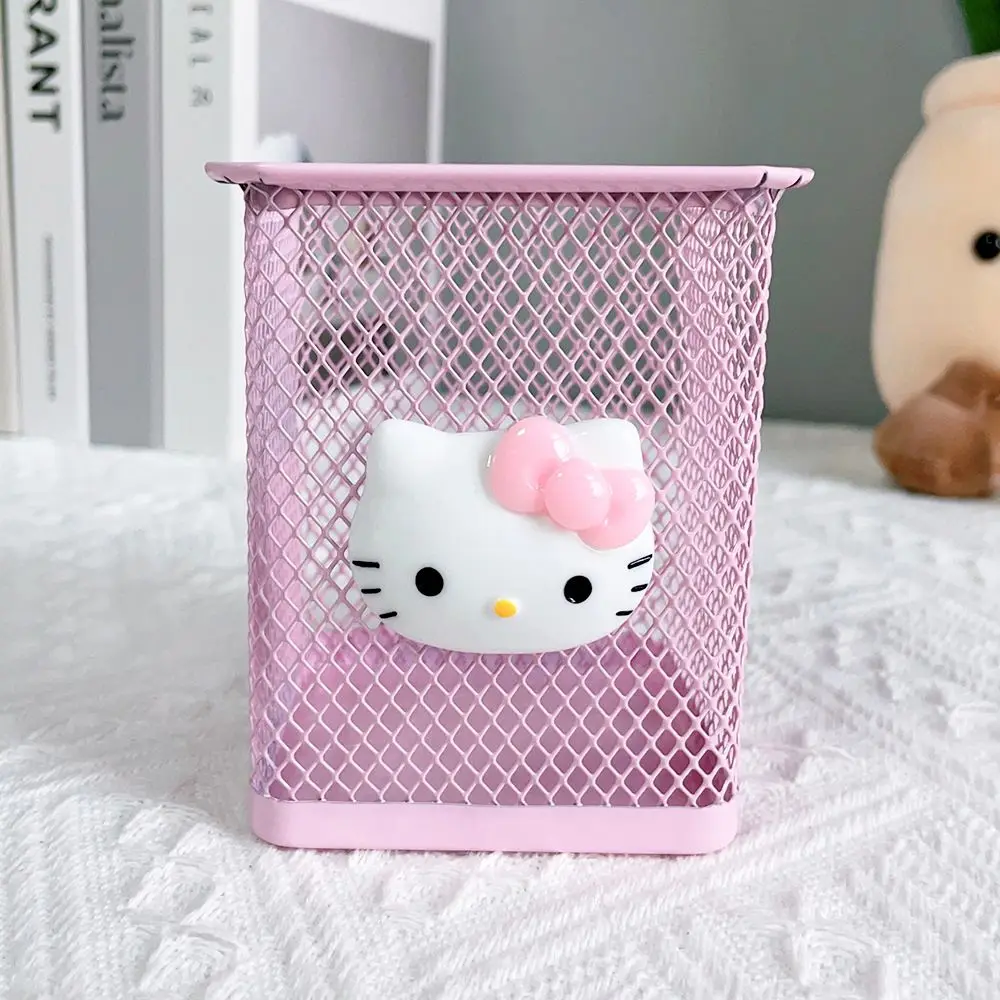 Hello Kitty Desktop Pen Pot Hollow Metal Pencil Holder Cartoon Stationery Organizer for Office School Desk Decor Birthday Gift view 4