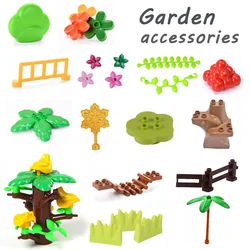 Big Particle Building Blocks Plant Leaves Little Grass Stump Dry Fence Garden Accessories  Compatible with Lego Duplo Bricks