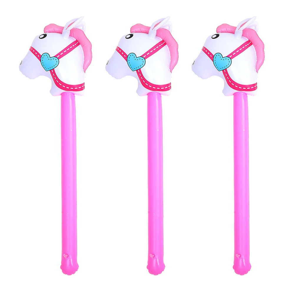 

3 Pcs Outdoor Inflatable Horse Head Stick Child Cheering Pvc Western Horses for Party