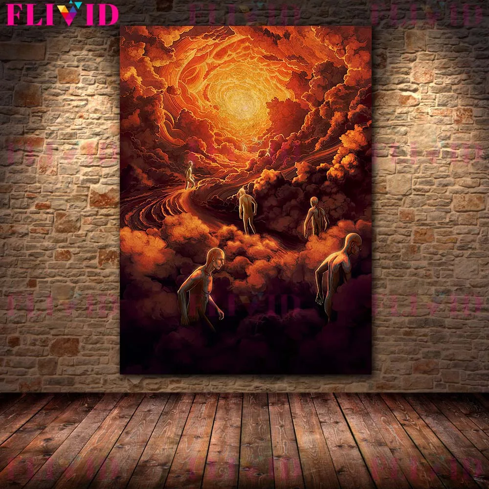 دعوة من الآلهة ملصق فني وطباعة سحابة المقدسة السماء خمر الرسم على لوحات القماش الجدارية مجردة غامضة فن الديكور