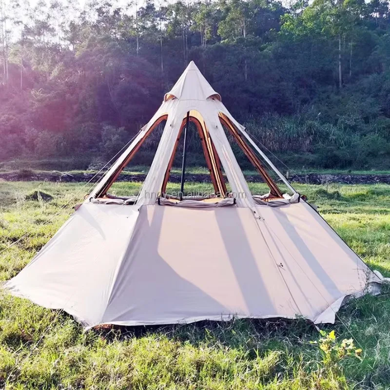

2026 Outdoor Winter Octagon Pyramid Party Bell Tent Teepee Tent For Adults Camping