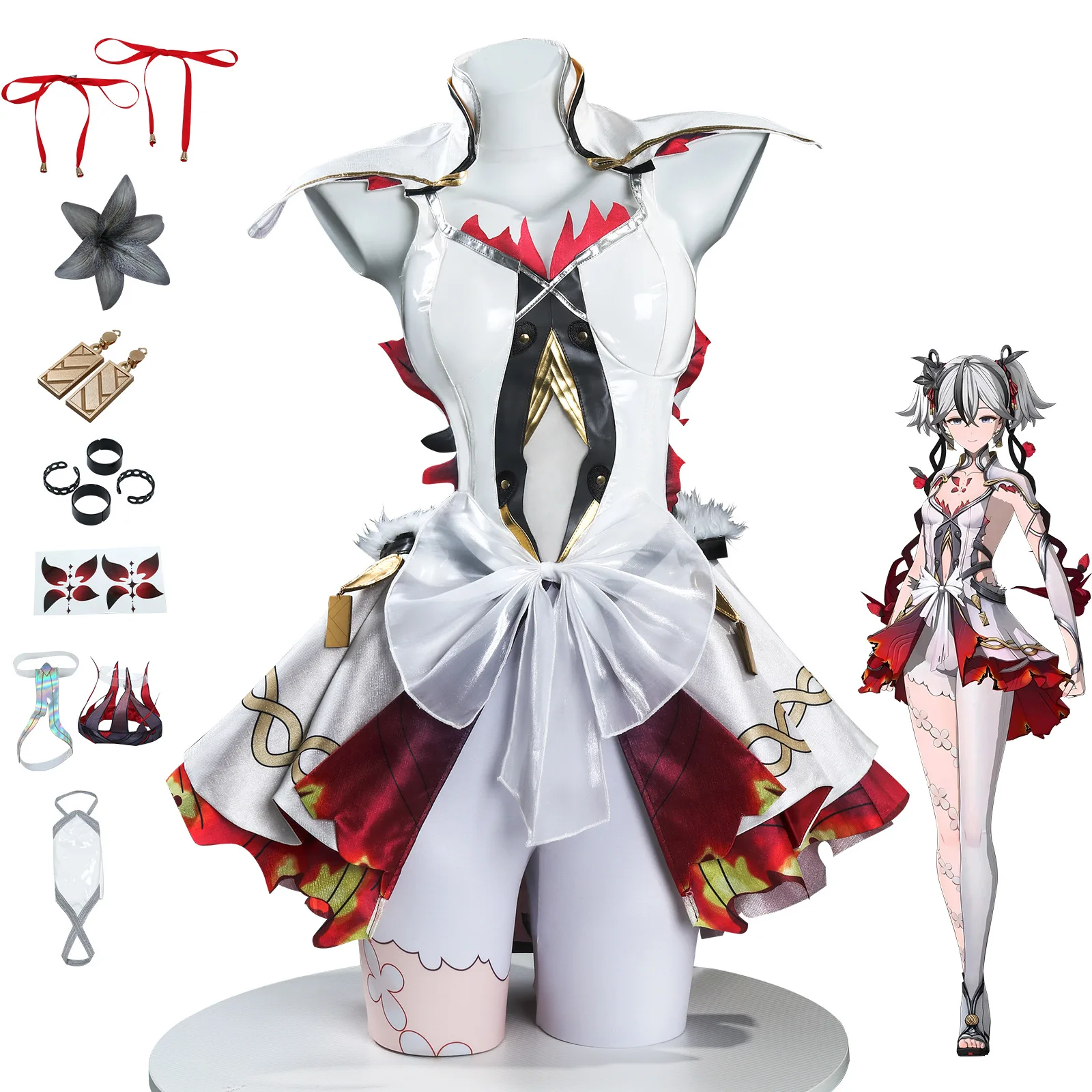 Disfraz de cosplay de Mingchao, conjunto de vestido de cosplay de Chun, conjunto completo de disfraz de personaje de anime.