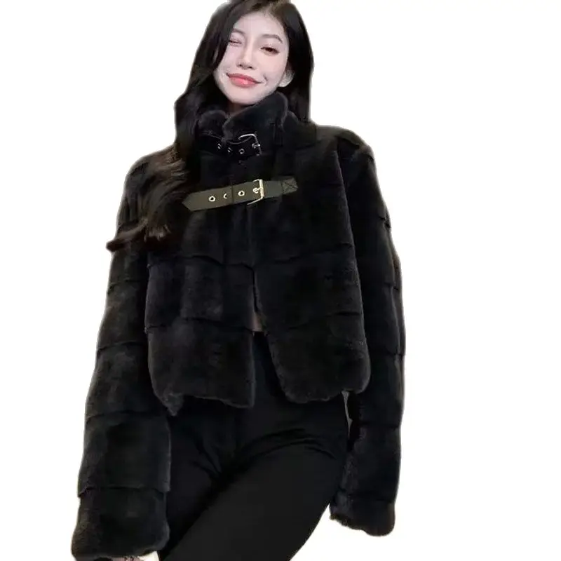 

2023 Popular Mink Fur Short Collar Fur Coat Ladies Autumn And Winter Fashion New Loose Temperament Young Warm Thick Coat Tide.