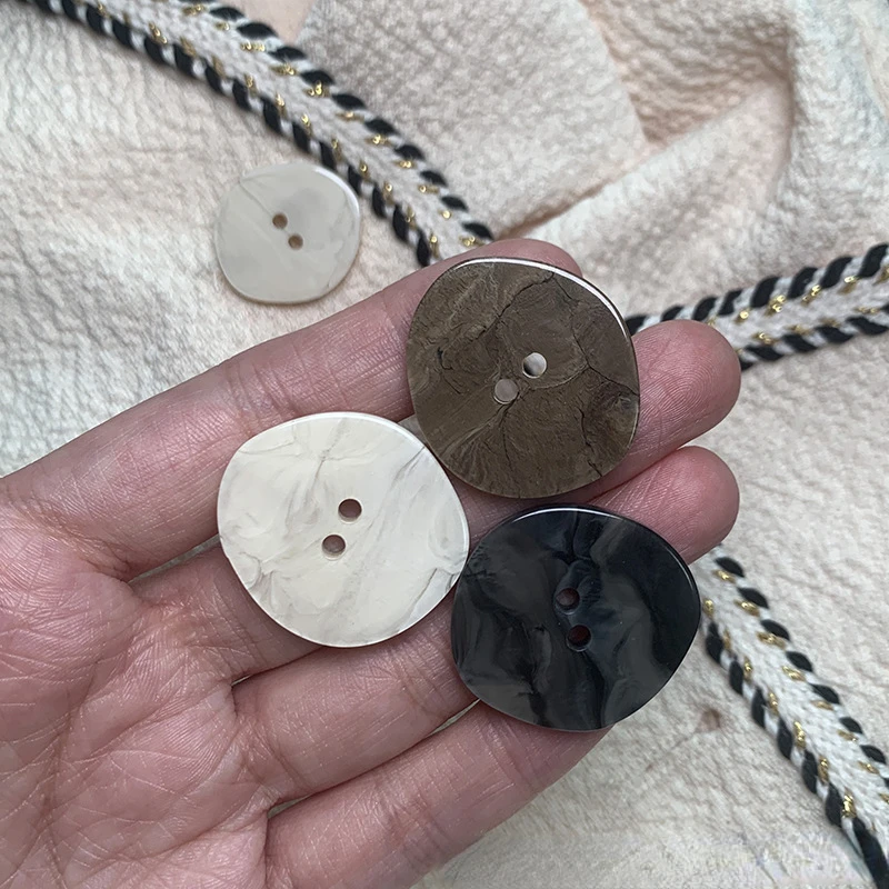 5-10pcs Resin Button Coat Sweater Beige Black Marble Pattern Irregular Skirt Button for Dress Woolen Windbreaker Clothing Decor