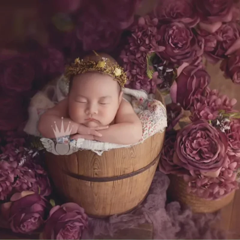 Baby Photography Accessories Retro Pastoral Oil Painting Style Simulation Bright Floral Place Tool Newborn Photo Shooting Props