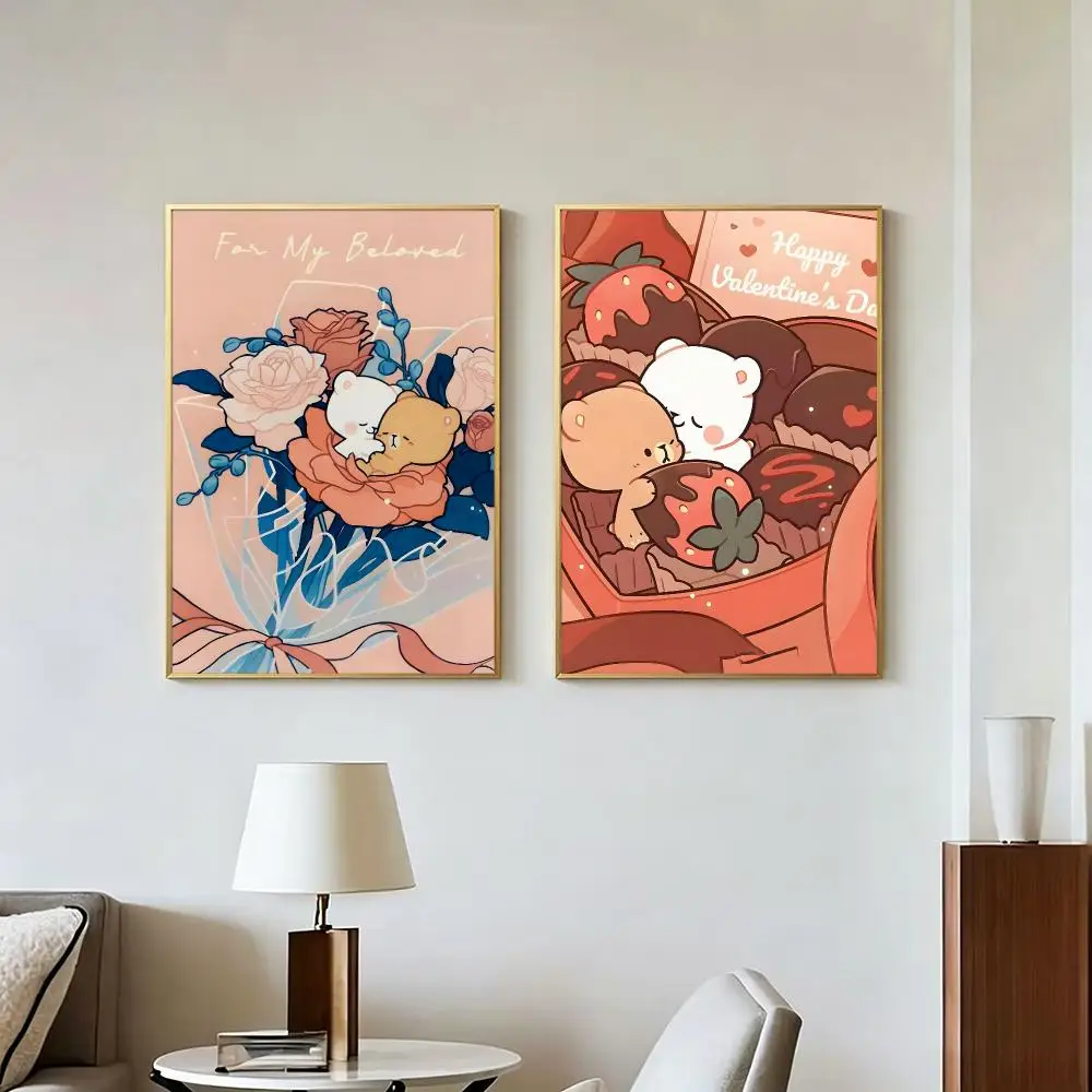 Cartoon Popular M-Milk and Mocha Poster Peel And Stick Wall Art Self Adhesive PP Waterproof Wall Decor Living Room Bedroom Gift