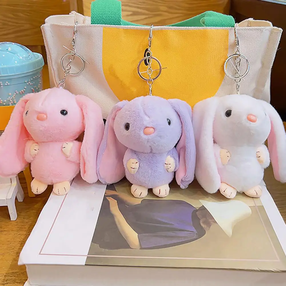 Backpack Decoration Keychain Plush Rabbit Keychain Lop-eared Rabbit Keychain Plush Stuffed Bunny Backpack Pendant Ornament