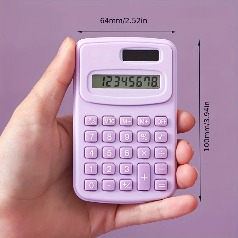 Mini C888 Pocket Calculator, Cute Plain Color Financial Office Computer Learning Supplies Daily Necessities