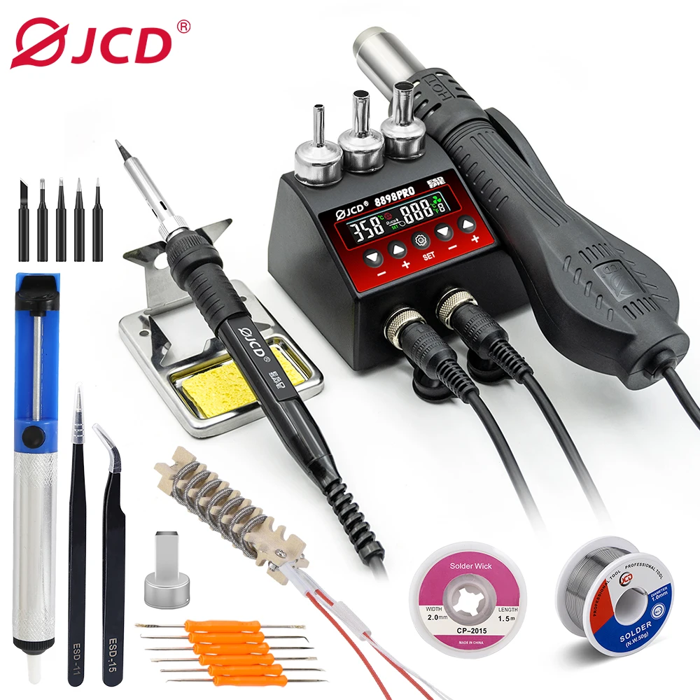 

JCD 8898 2-in-1 750W hot air gun LCD display mobile phone welding rework station repair soldering iron hair dryer 8898pro-10TK