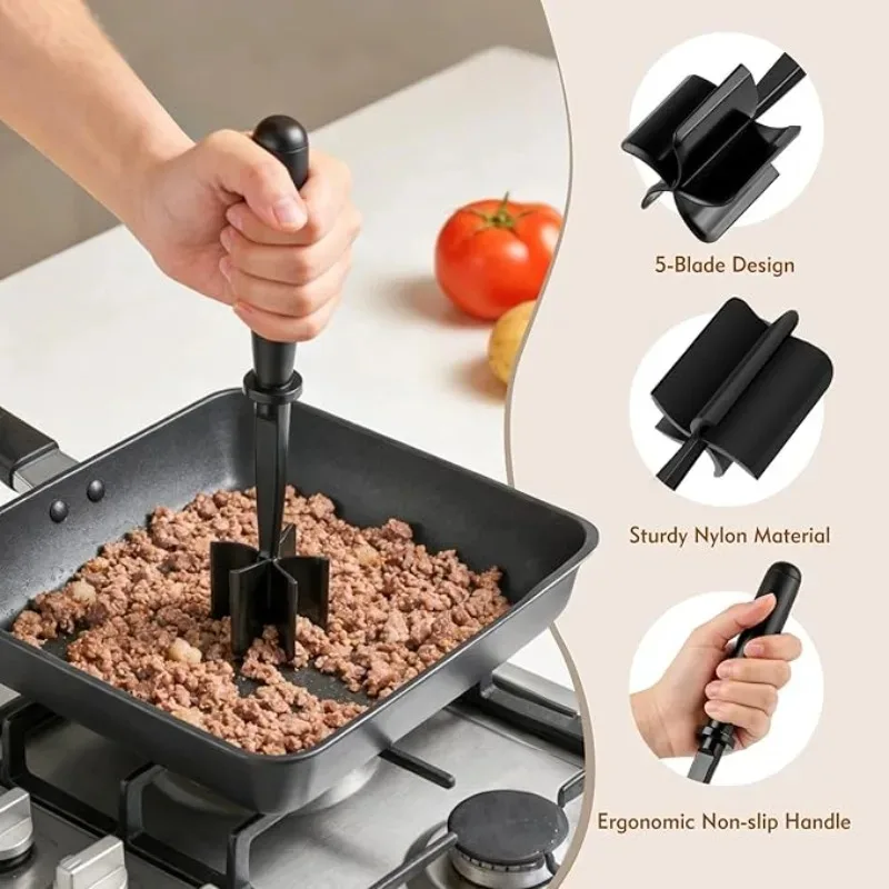 1pc Meat Chopper Handheld Meat Slicer and Blender Multifunctional Manual Masher and Shredder Kitchen Stirring Stick Cooking Tool view 3