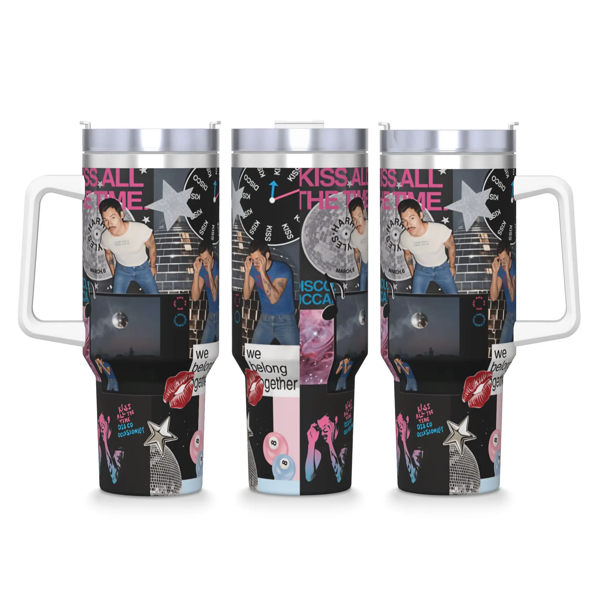 

Singer H-Harrys S-Styles Kiss Al the Time Stainless Steel Tumbler Travelist Thermal Mug With Straws and Lid 40oz Car Mugs