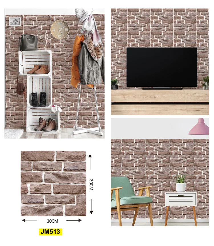 10 Stück selbstklebende 3D-Tapeten mit Ziegel- und Holzverkleidung – abziehbarer und aufklebbarer Wandaufkleber, wasserfest, für Wohnzimmer, Schlafzimmer, Bad – Detail 11