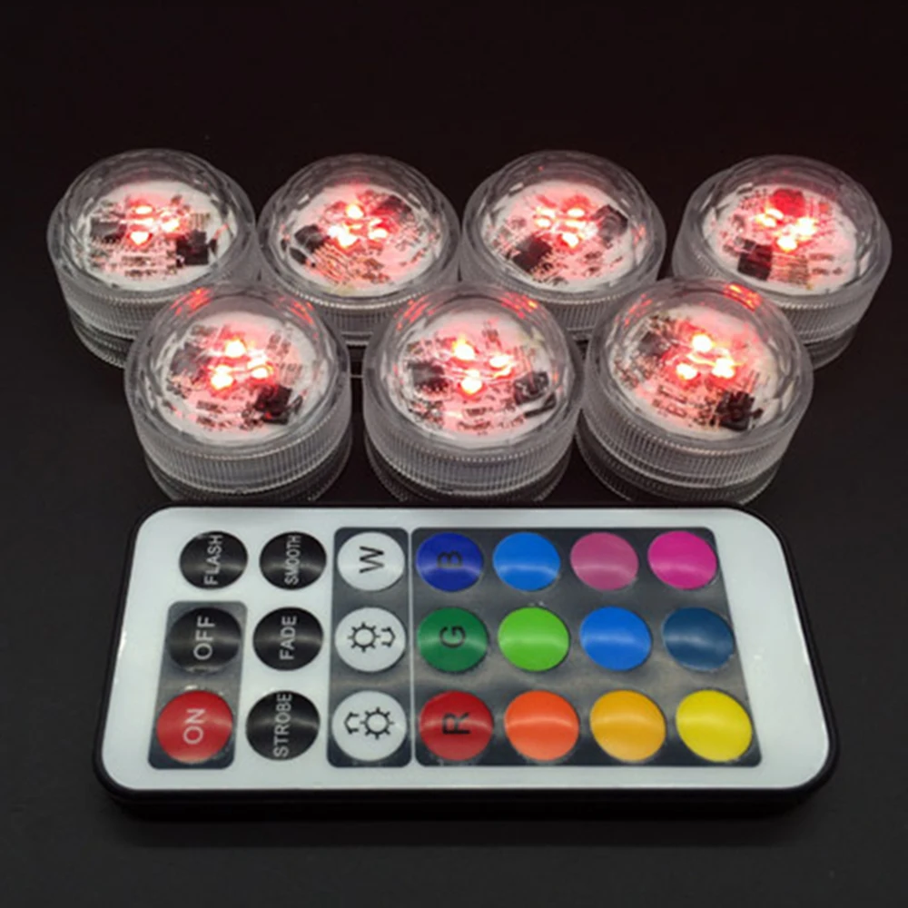 Waterproof LED Night Light  Circular Candle Lamp Small Round Lamp Remote Control Light Can Be Used For Lower Pots Fish Tanks