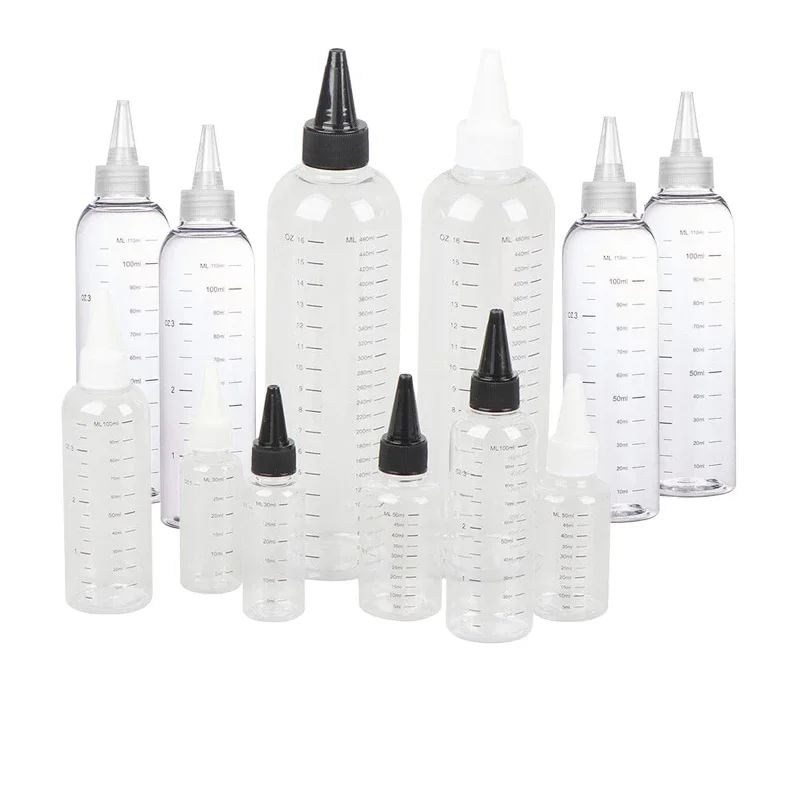 

30Pcs 30ML-500ML PET Plastic Empty Graduate Glue Bottles With Screw-On Lids Squeezable Liquid Ink Oil Dropper Bottles With Caps