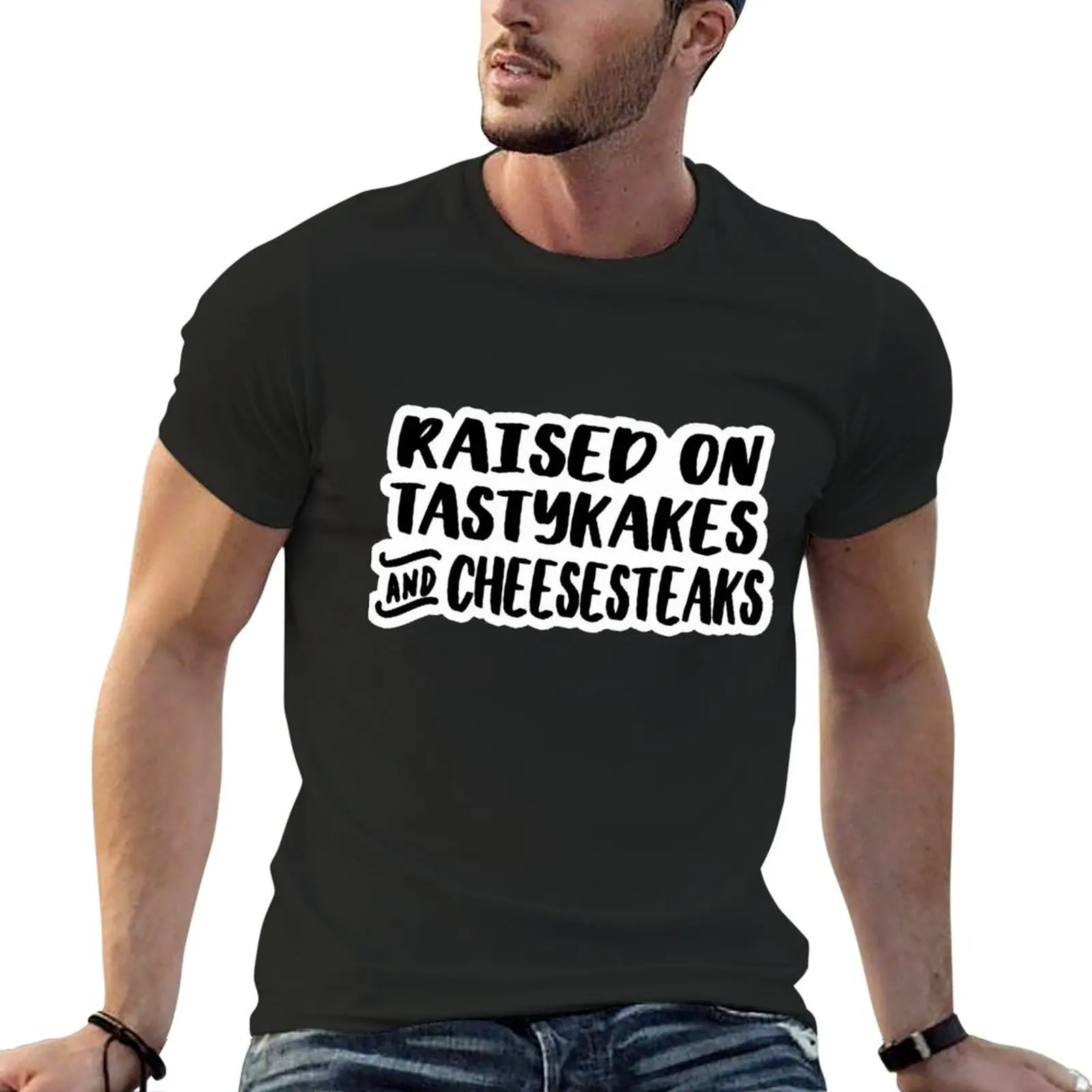 Raised on Tastykakes and Cheesesteaks T-Shirt baggy shirts blue archive boys whites mens t shirts casual stylish