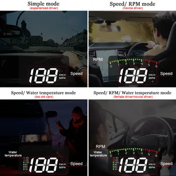 A900 Otomobil HUD Ekranı Araç Projeksiyon Cihazı Alarmı EOBD OBD2 Baş Üstü Ekranı devir göstergesi hız göstergesi ön cam elektronik araç aksesuarları 10 best sales Obd devir - №8