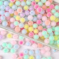 8 10 12 14mm Acrylic Frosted Beads in Beads Round Beads for Hair Jewelry Making DIY Bracelet Necklace Phone Chain Accessories