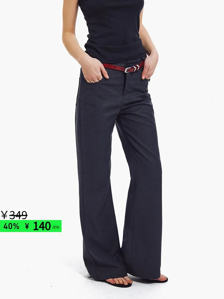 

Resurrection Sle Commute Slim Fit Micro Flare Pants Versatile Casual Long Trousers Polyester Fiber mid Waist Long Pants
