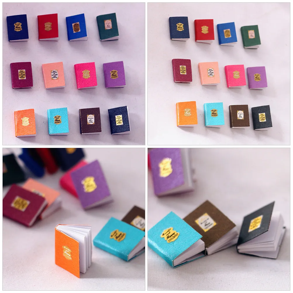 12Pcs Miniature Book Models for Dollhouse Decoration Micro Scene Books Tiny Realistic Library Props Fine Craftsmanship Vivid