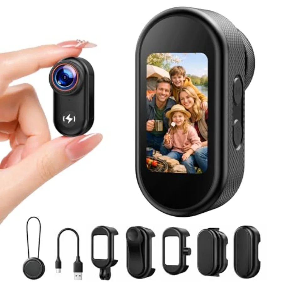

4K Mini Body Camera for vlogging, motorcycle travel, security: ABS plastic, black, magnetic mount + hands-free recording + WiFi