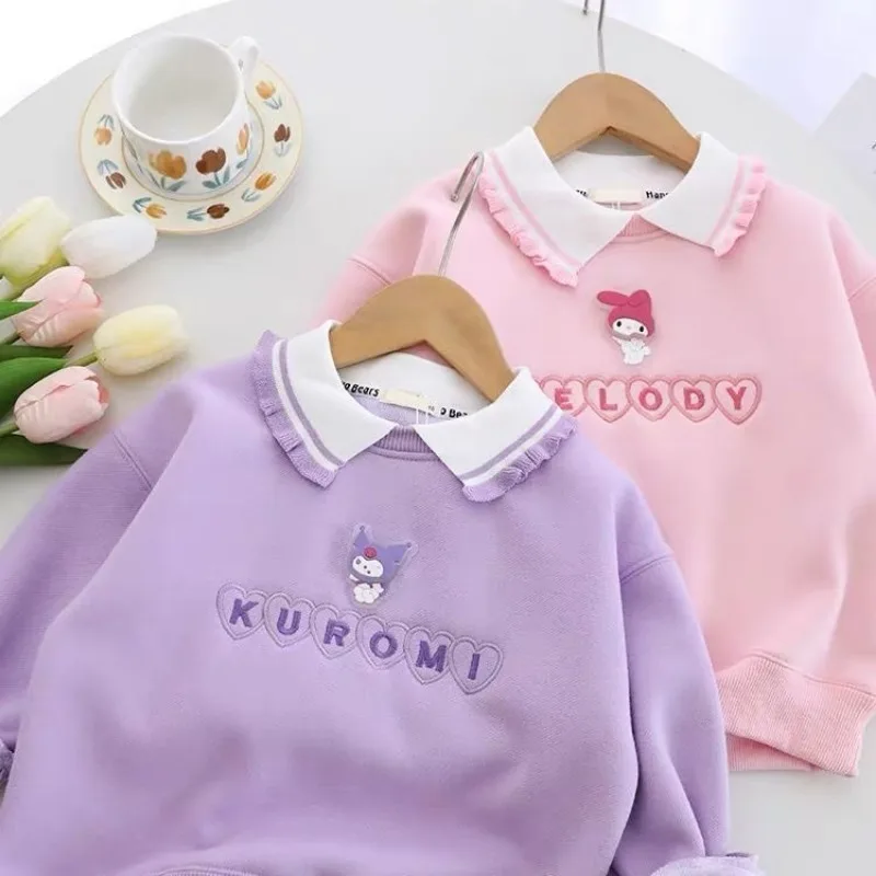 

Sweet Kuromi Anime Kawaii Sanrio Princess Long Sleeve Shirt Cute Cartoon My Melody Hooded Clothing Gifts for Girls Boys