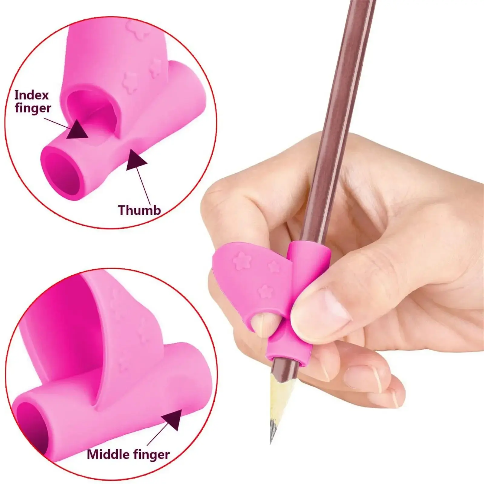 3/5Pcs Grip Pen Corrector Writing Corrector Soft Rubber Writing Posture Grip Handwriting Aid Correction Montessori Stationery