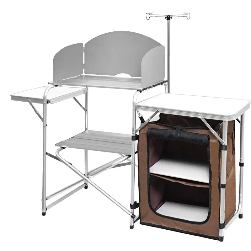 

Household Folding Cloth Cabinet Storage Rack, Multifunctional Camping Furniture, Portable Kitchen Tables, Household Tables