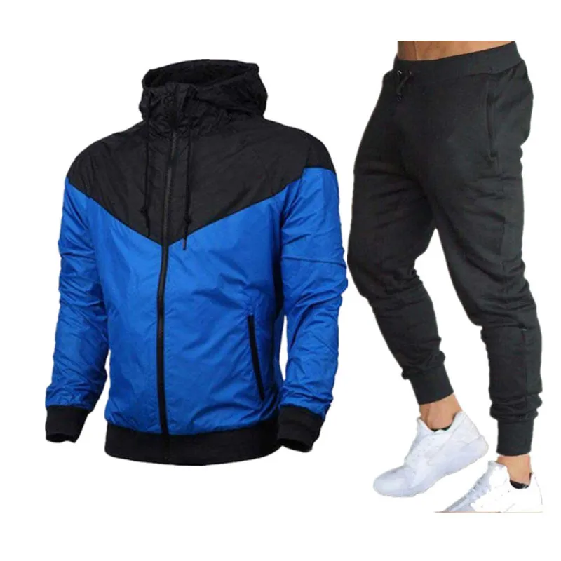 2024 Heren Winter Sport Pak Slim Fit Merk Sportkleding Vest Lange Mouw Hardloopjas, Joggingbroek, Hoge Kwaliteit, 2 Stuks Set