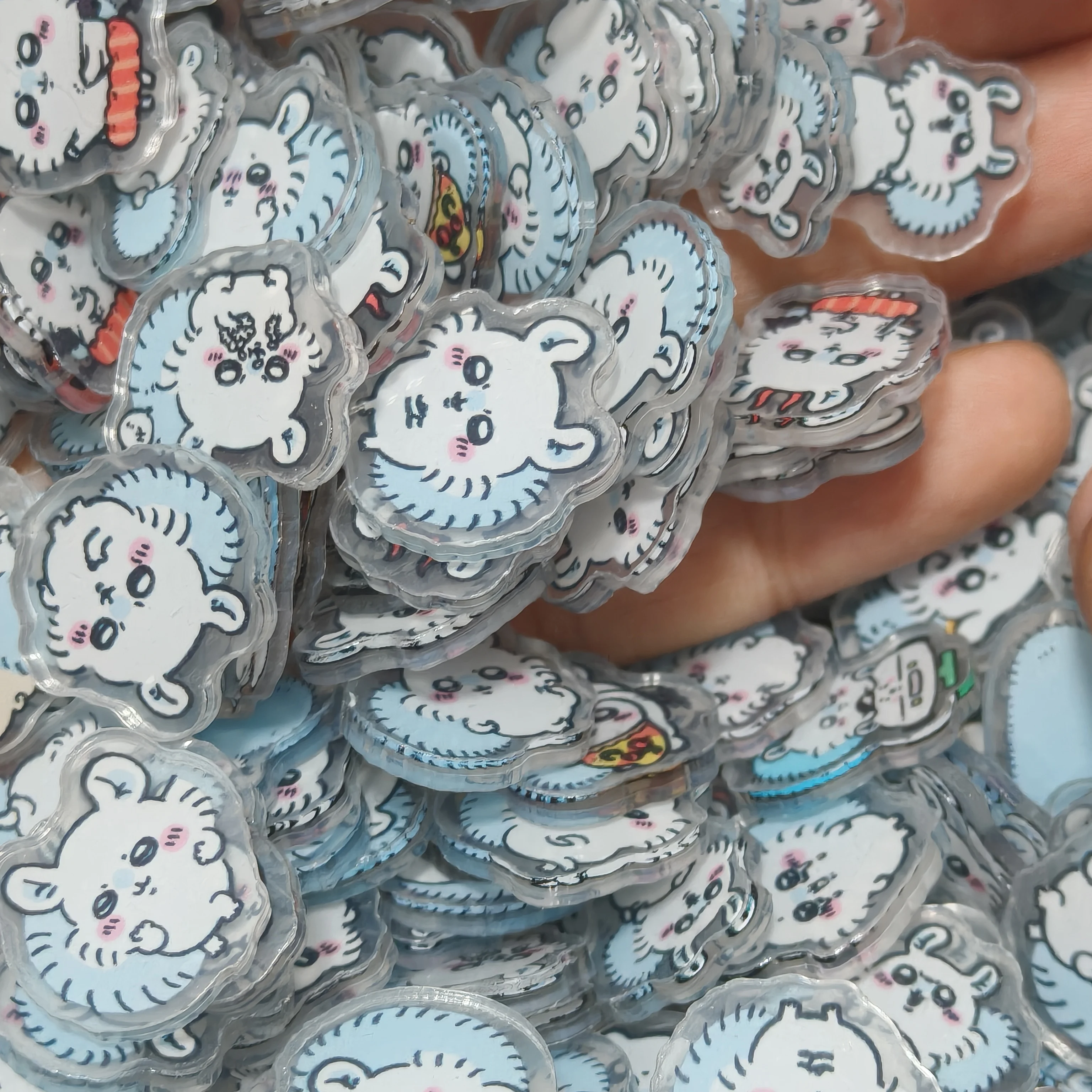 50pcs/set Anime Chiikawa Double-Decker Acrylic Usagi Cartoon Shining Hachiware Happy Friend Laminating DIY Accessories Gift