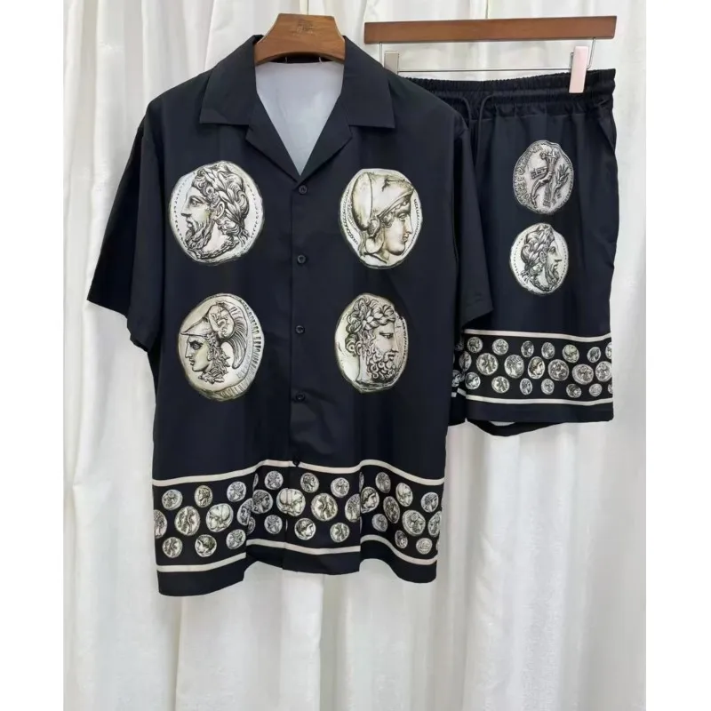 

Fashion Men's Hawaiian Shirt Sets 2025 Runway Luxury Famous European Design Party Style Ensembles Pour Hommes Ropa Barata