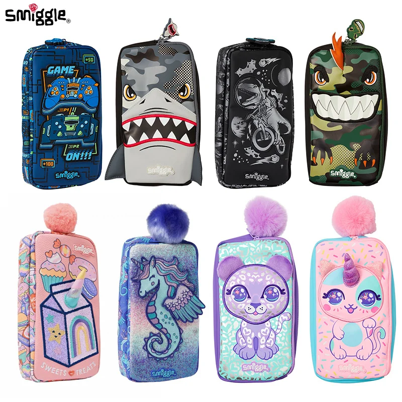 Smiggle Pencil Case Double-Layer Large-Size Cute Cartoon Boy, Girl, Child And Student Stationery Bag Gift