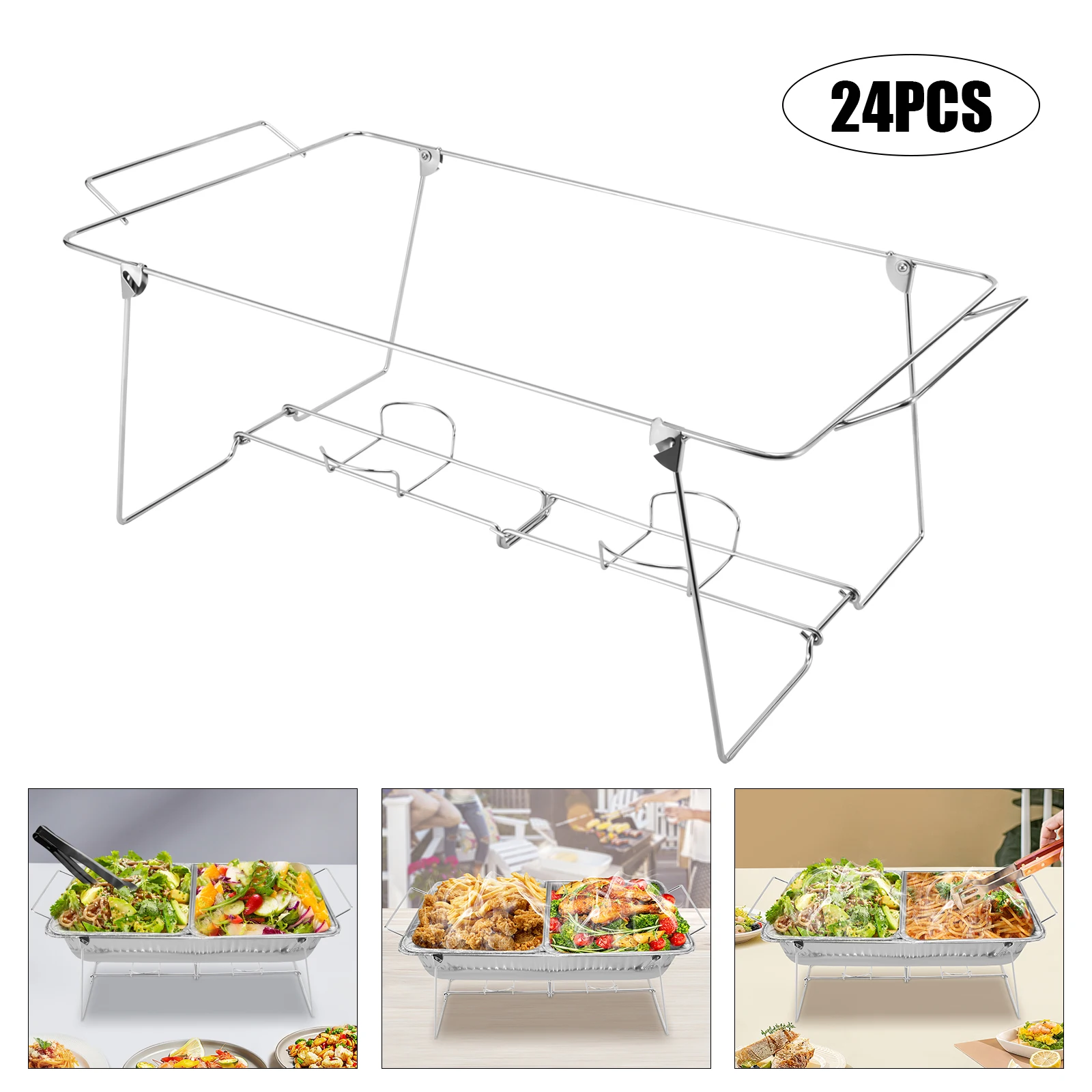 Chafing Wire Rack Buffet Stand - 24 Pack Full Size Racks For Dish Serving Trays Food Warmer Catering Supplies