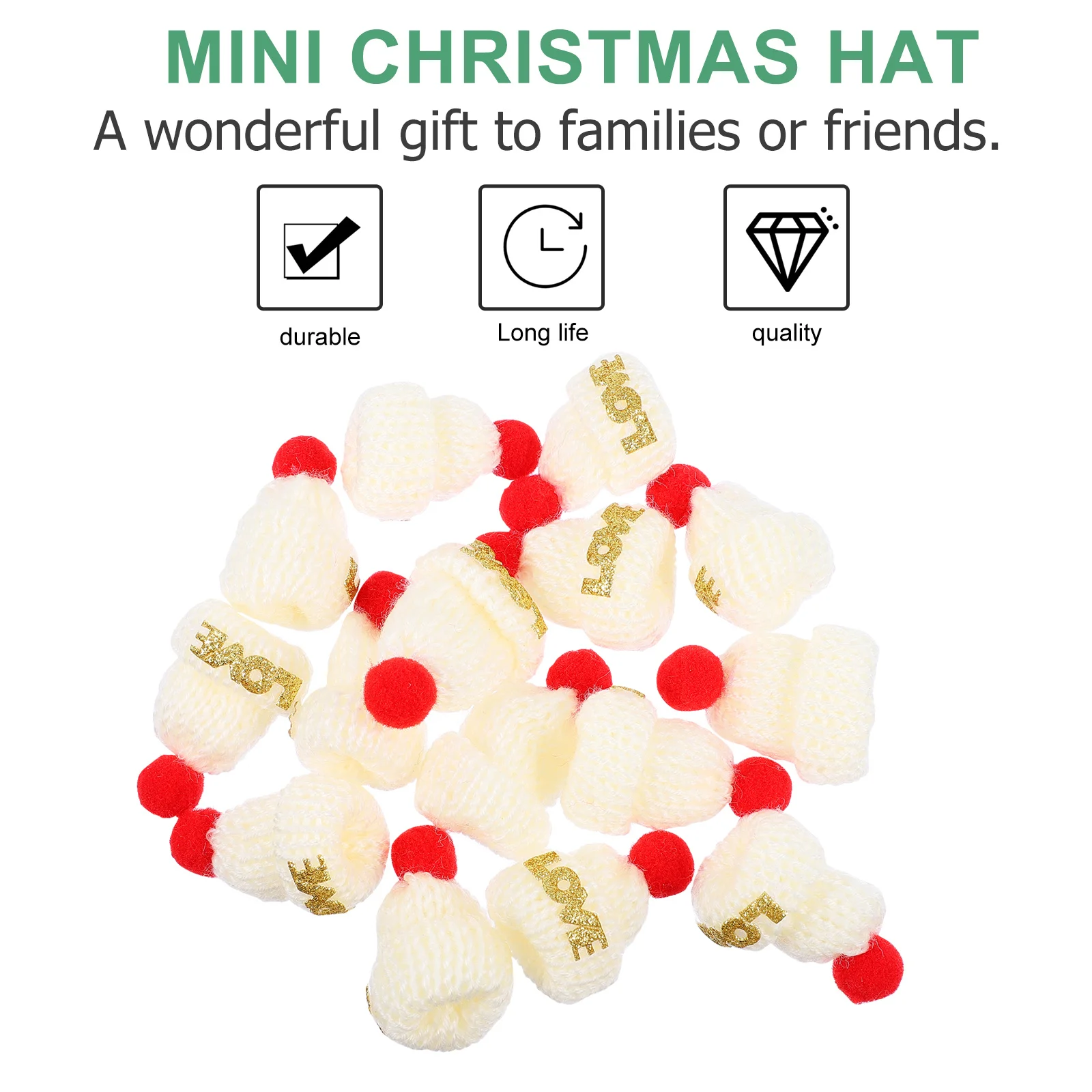 

15Pcs Mini Christmas Woolen Hats Handmade DIY Craft Accessories Hairpin Brooch Decorations Christmas Tree Ornaments