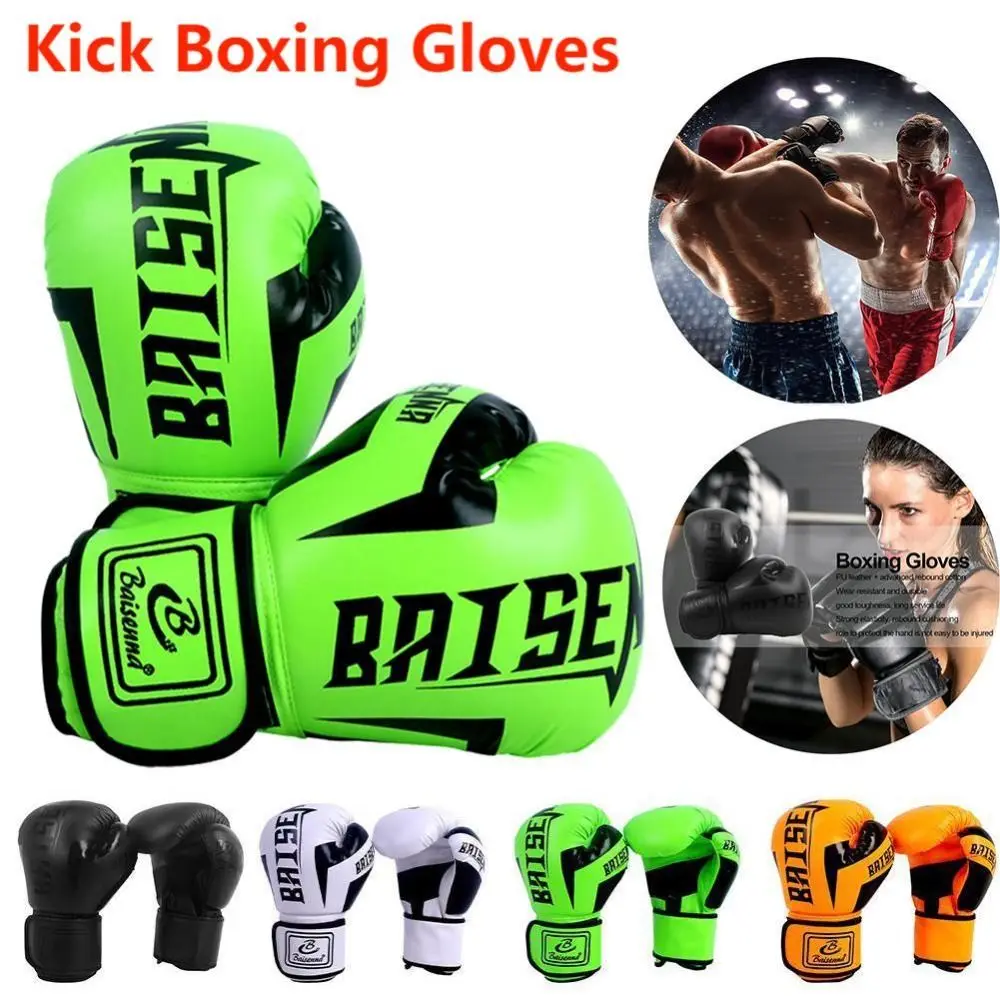 1 Paie of 8 oz 10 oz Boxing Gloves Wear-resistant PU Leather Training Gloves Humanized Design Integrated Inner Liner