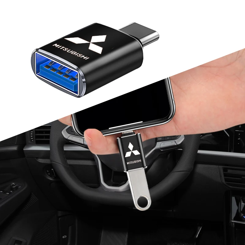 Auto-USB-Typ-C-Kabelkonverter, Ladeadapter, Autoartikel-Emblem für Mitsubishi Lancer ASX Mirage Pajero Xpander Attrage
