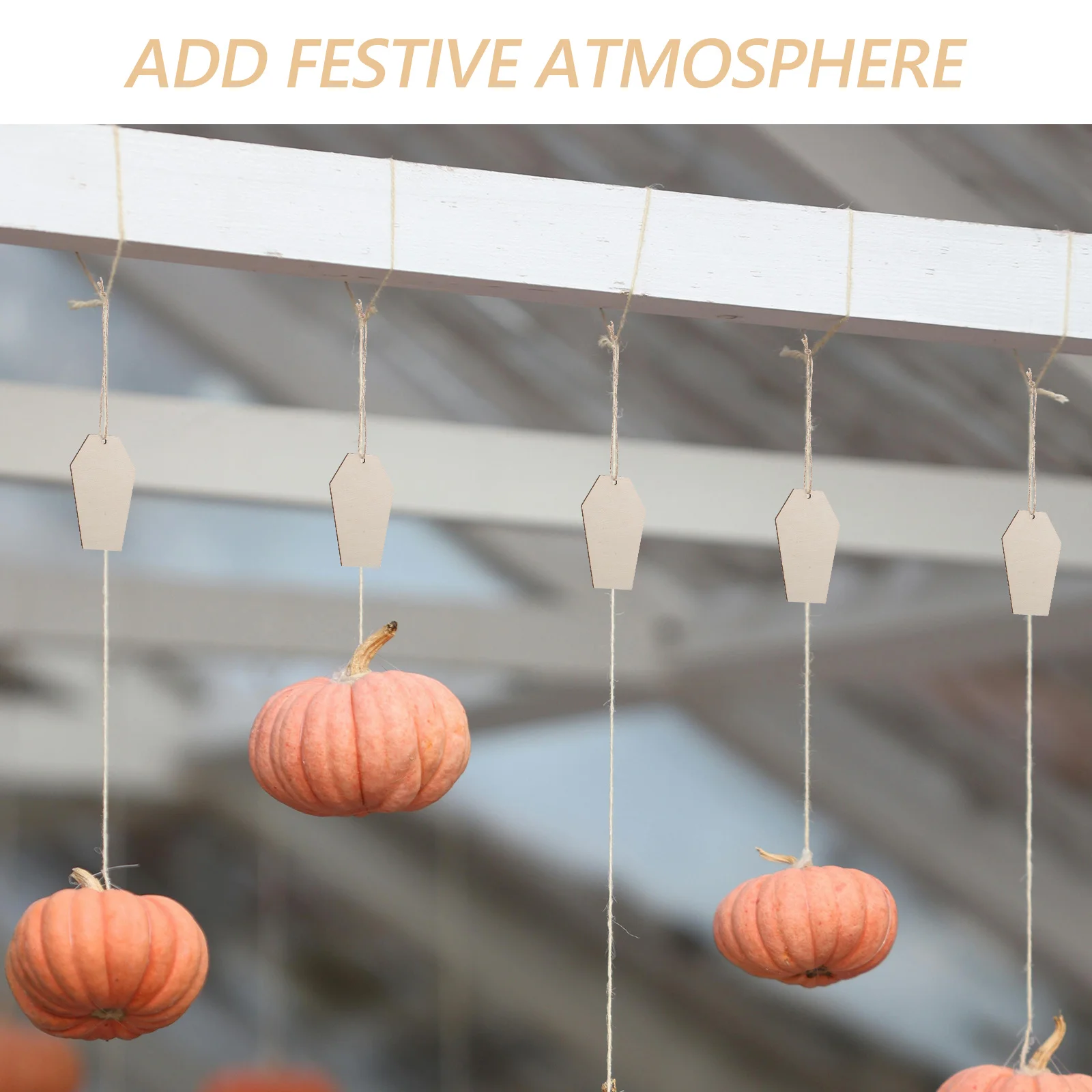 

50Pcs Wooden Coffin Cutouts Halloween Decorations Unfinished Wood Slices DIY Spooky Party Props Indoor Outdoor