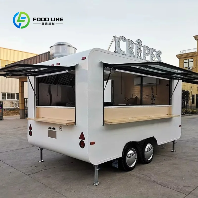 Customized Double Axle Mobile Food Cart Trailer, Outdoor Crepe & Beverage Truck for Carnival Fair Catering Event