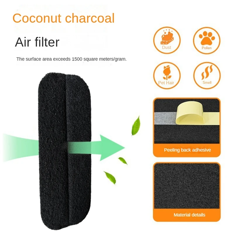 Filtro de ventilador de techo de 12 piezas, cáscara de coco activado, filtros de aire de carbono, autoadhesivo, hoja superior, mantiene el aire fresco, duradero