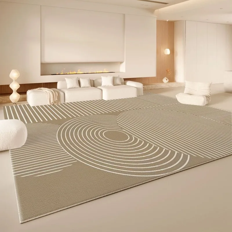 VIKAMA Neutral Geometric Striped Area Rug Minimalist Linear Non Slip Washable Carpet Mat Living Room Bedroom Sofa Decor