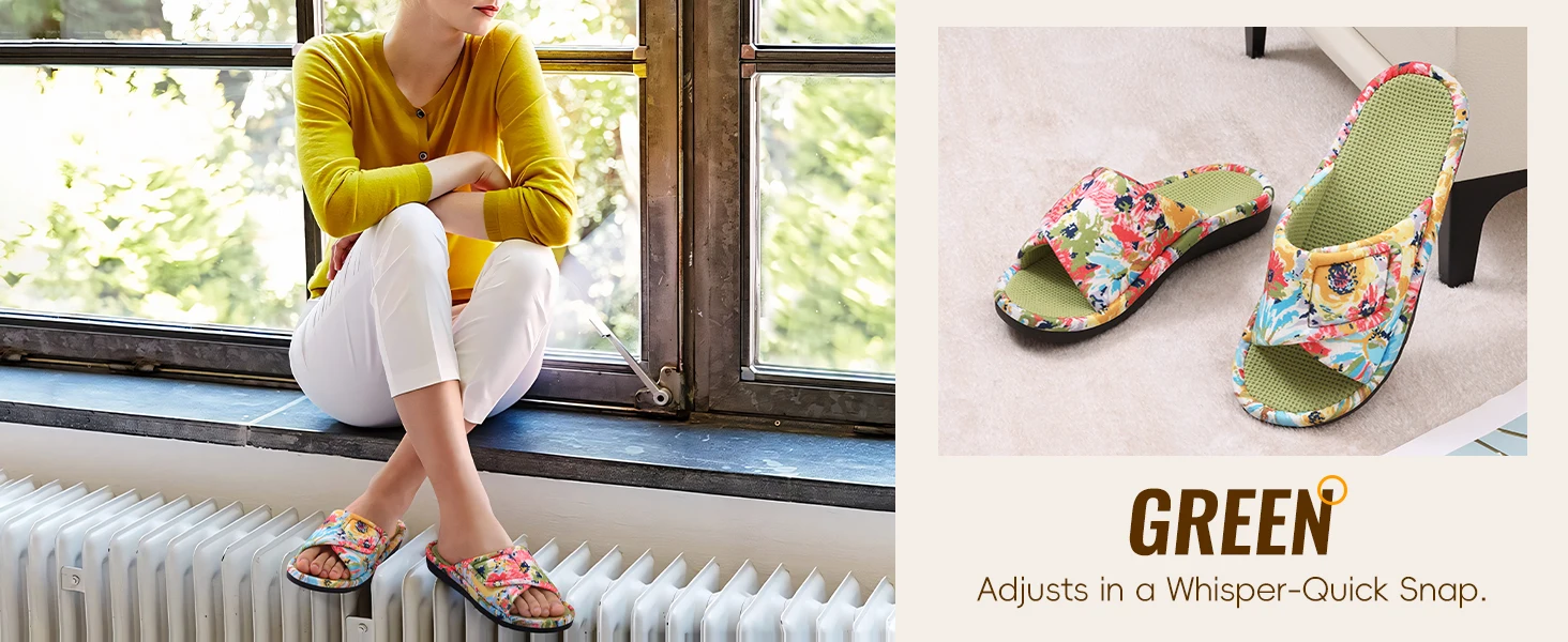 Shevalues Sommer-Hausschuhe für Damen mit Fußgewölbestütze, atmungsaktive Waffel-Baumwoll-Innenschuhe, offene Zehenpartie, Slip-On-Hausschuhe. – Detail 6