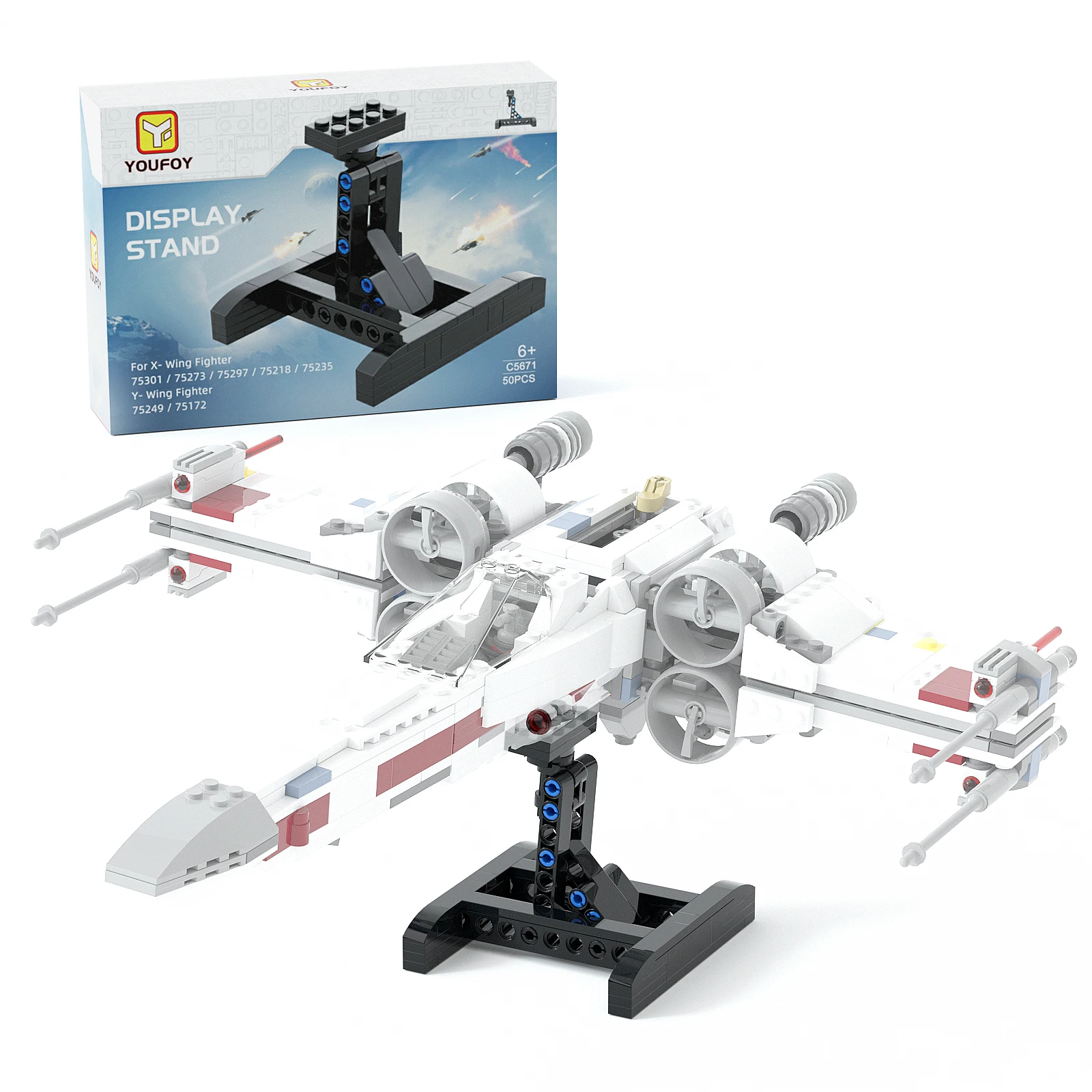 MOC Stand (Only Bracket) Building Blocks For The Space Wars X-wing Fighter 75149/75218/75102 Display Support Bricks DIY Toy Gift