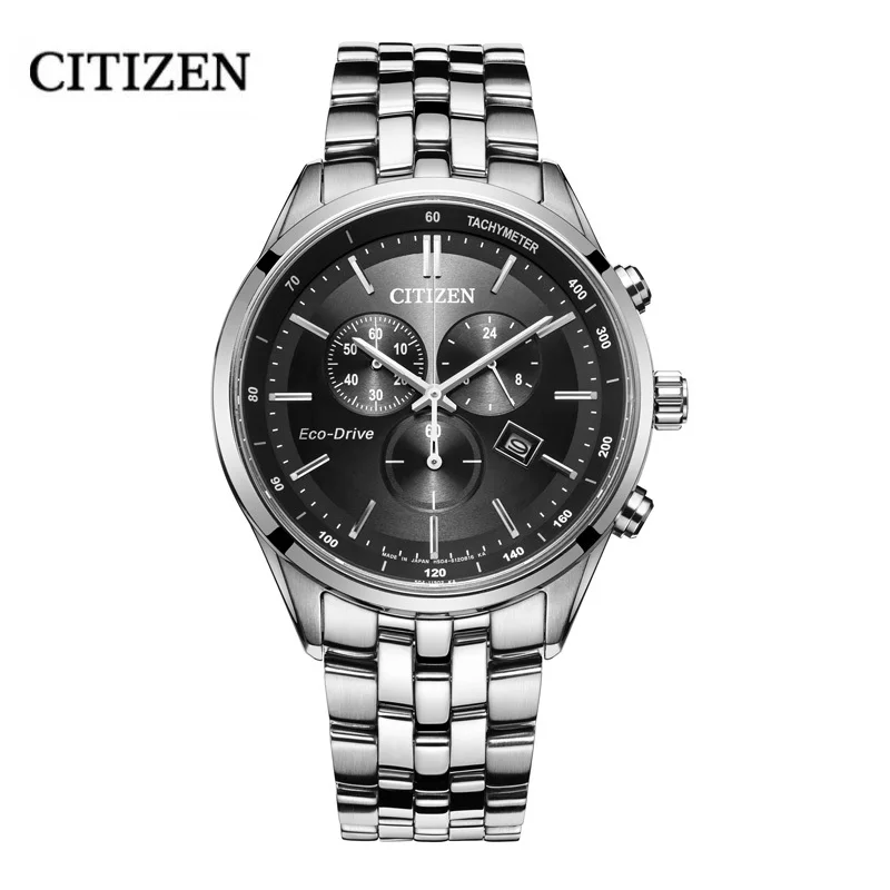 Original Citizen Ecology-Drive Watch Men\'s Three-eye Chronograph Blue Plate Steel Belt Business  Watch for men Water QuartzProof