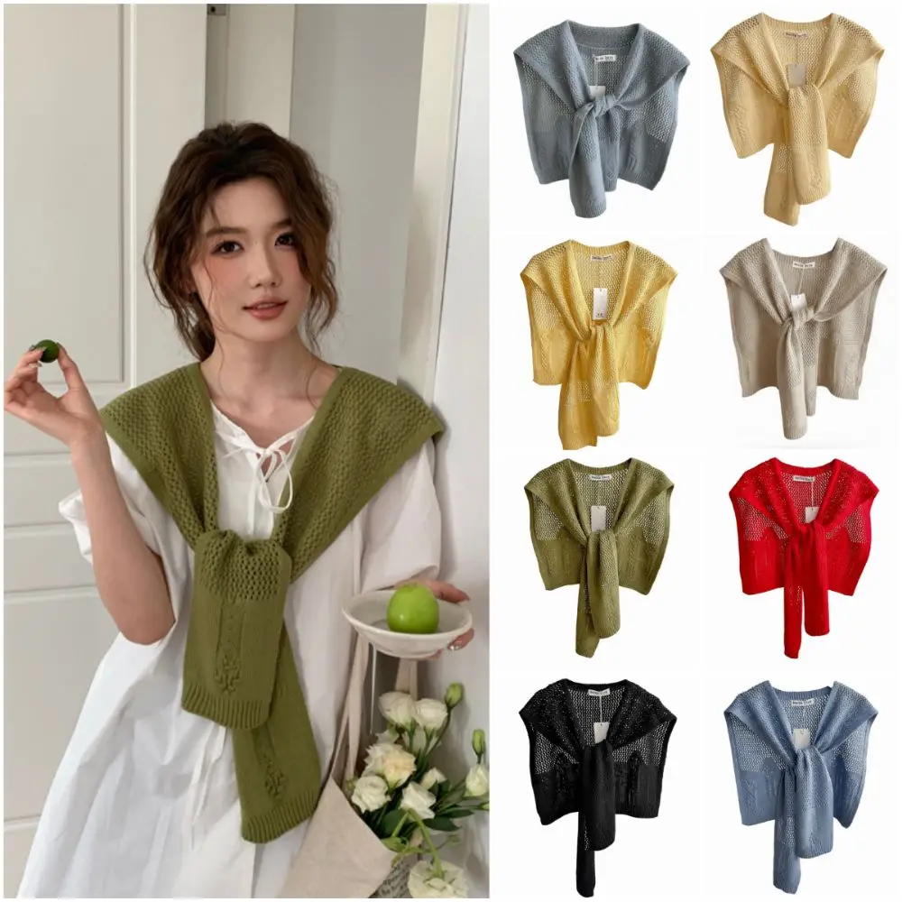 Multicolor Knitted Shawl Multi-functional Outerwear Fake Collar Slimming Lengthen Widen Neck-protecting Vest Spring Auttumn