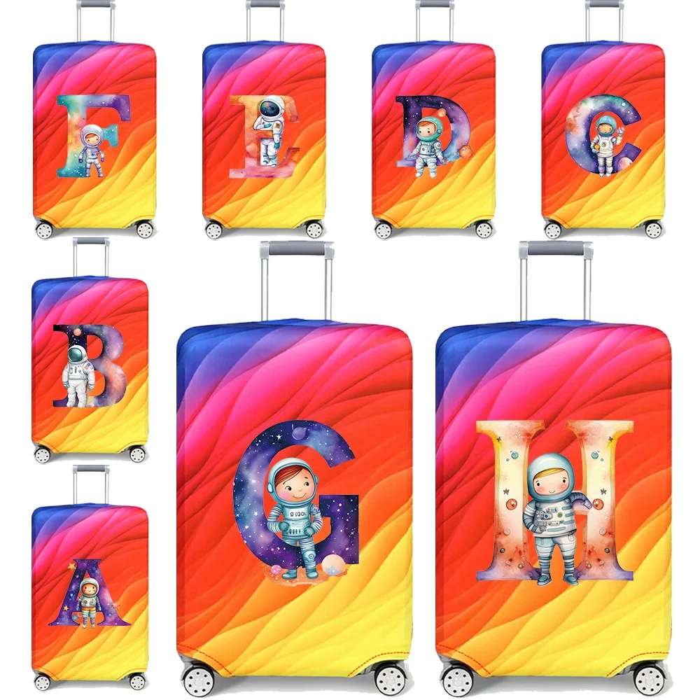 Capa Protetora para Mala de Viagem Série Astronauta com Letras, à Prova de Poeira, Tecido Elástico para Malas de 18-32 polegadas