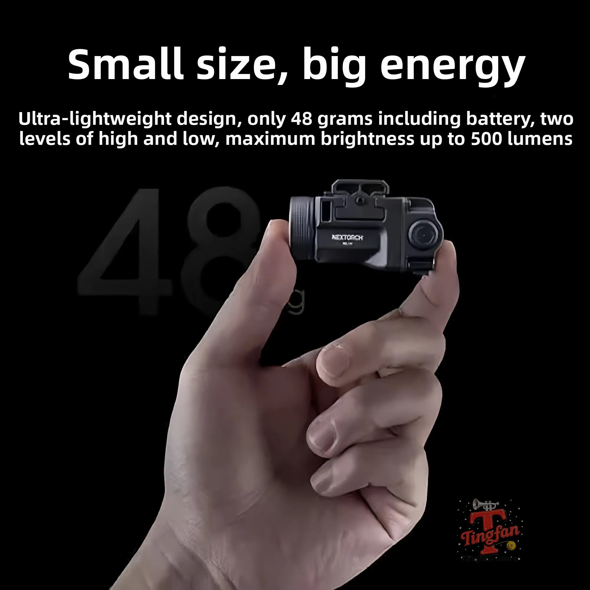 ไฟฉายโลหะ WL14 แบบแขวน ความสว่างสูง ไฟฉายยุทธวิธี ราง 20 มม. ใช้ได้กับทุกประเภท 500 ลูเมนส์ ไฟแฟลชแบบกระพริบ ชาร์จโดยตรงผ่านพอร์ต Type-C